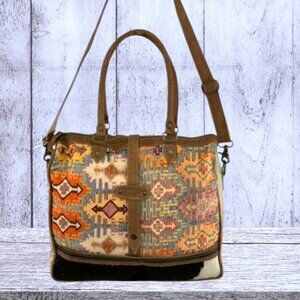 Cowgirl Southwest Brights Upcycled Weekender Tote Bag